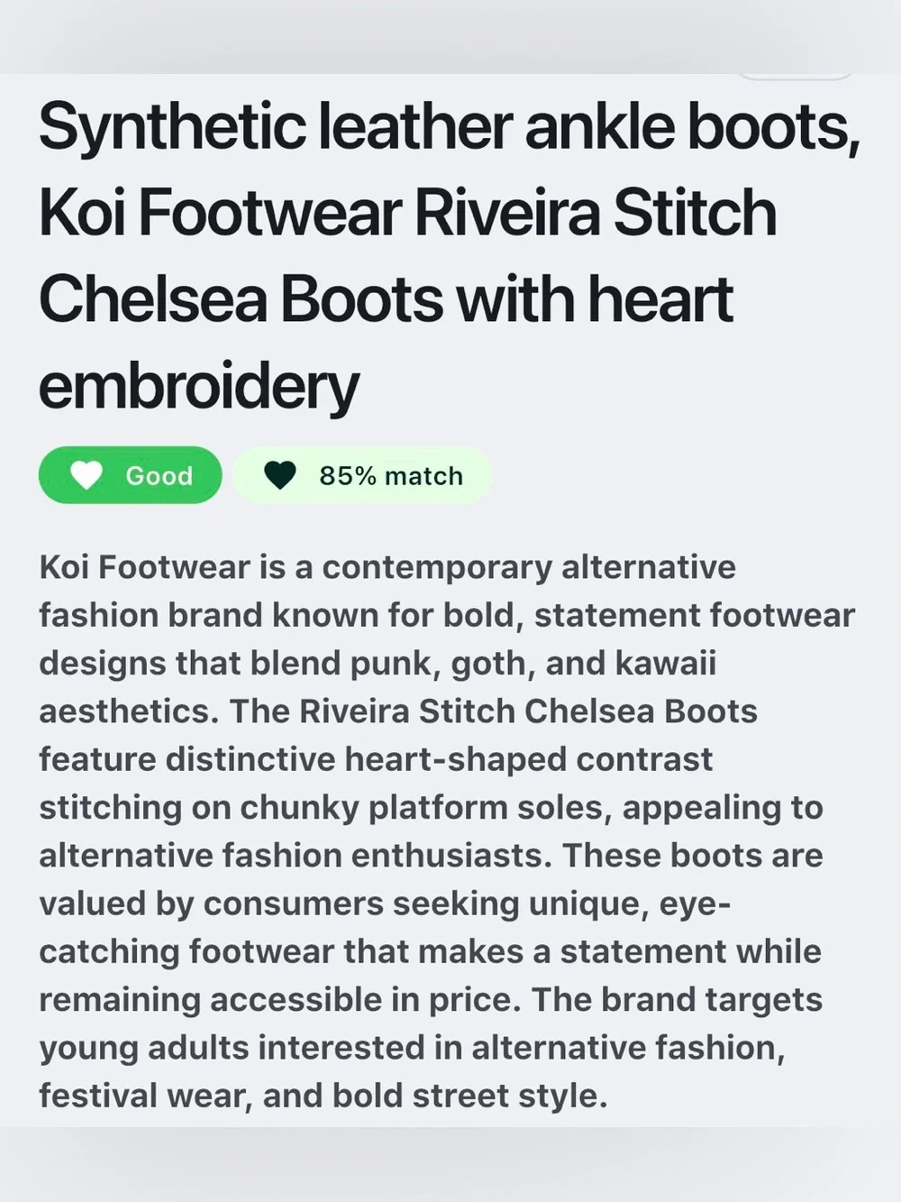 koi Black  Chunky Ankle Booties punk Gothic